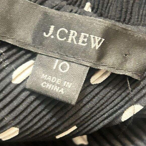 J Crew Ruffled Pleated Polka Dot Dress 10 Oversized Midi Retro Holiday Party Mod - Picture 7 of 9